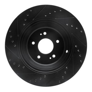 Genesis G90 Brake Rotor (1) - Rear Right - R1 Concepts - Drilled & Slotted - Black - `17-`19
